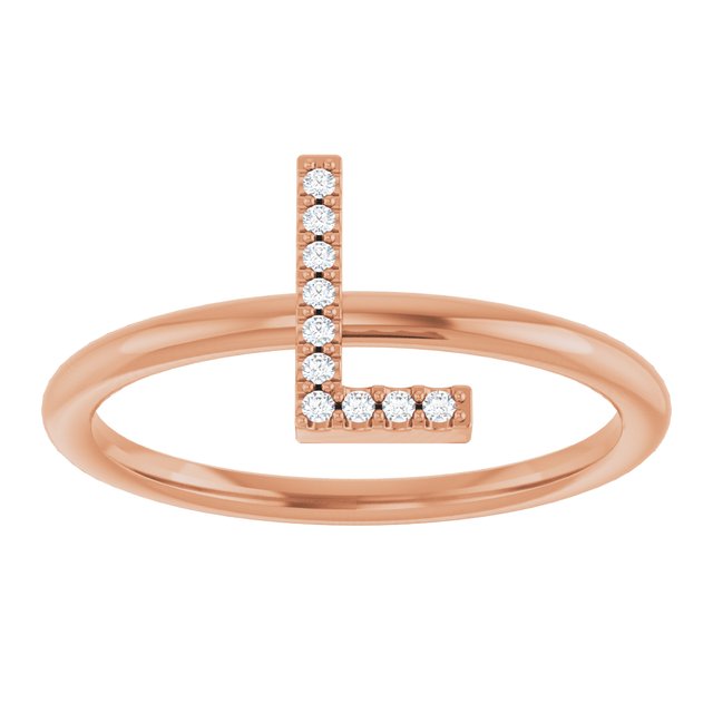 14K Rose .04 CTW Natural Diamond Initial L Ring