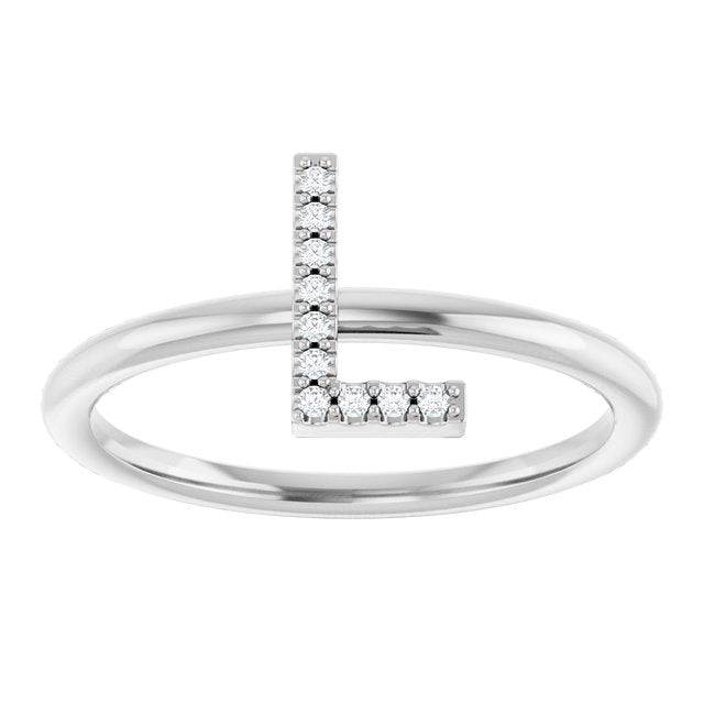 Platinum .04 CTW Natural Diamond Initial L Ring
