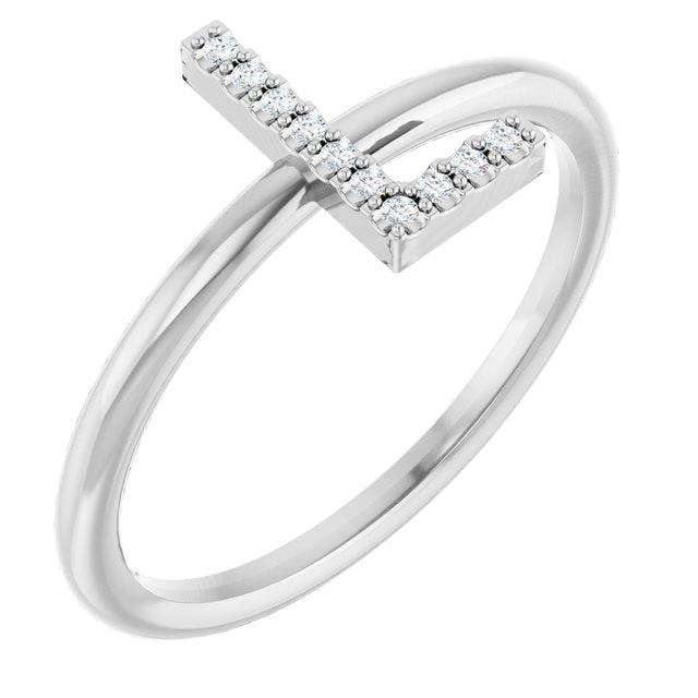 Platinum .04 CTW Natural Diamond Initial L Ring