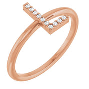14K Rose .04 CTW Natural Diamond Initial L Ring