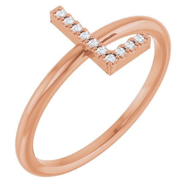14K Rose .04 CTW Natural Diamond Initial L Ring