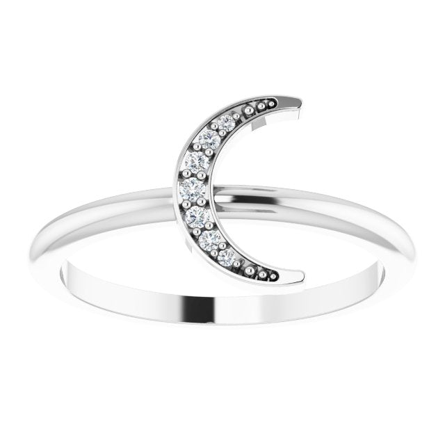 Platinum .04 CTW Natural Diamond Stackable Crescent Ring