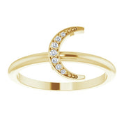 14K Yellow .04 CTW Natural Diamond Stackable Crescent Ring