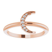 14K Rose .04 CTW Natural Diamond Stackable Crescent Ring