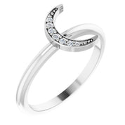 Platinum .04 CTW Natural Diamond Stackable Crescent Ring