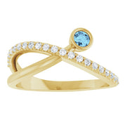 14K Yellow Natural Aquamarine & 1/5 CTW Natural Diamond Ring