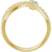 14K Yellow Natural Aquamarine & 1/5 CTW Natural Diamond Ring