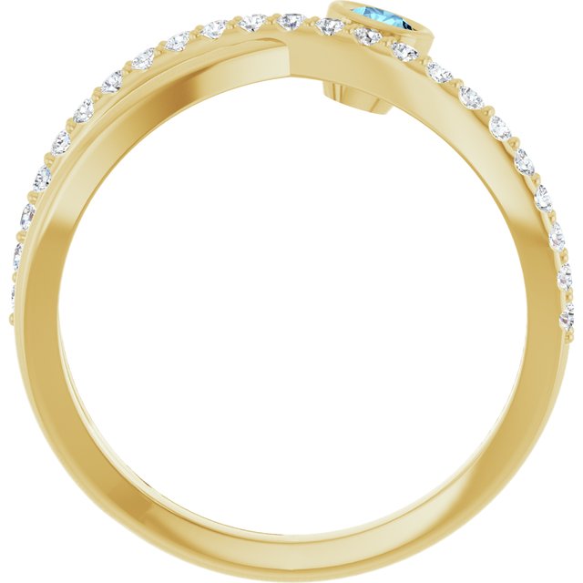 14K Yellow Natural Aquamarine & 1/5 CTW Natural Diamond Ring