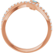 14K Rose Natural Aquamarine & 1/5 CTW Natural Diamond Ring