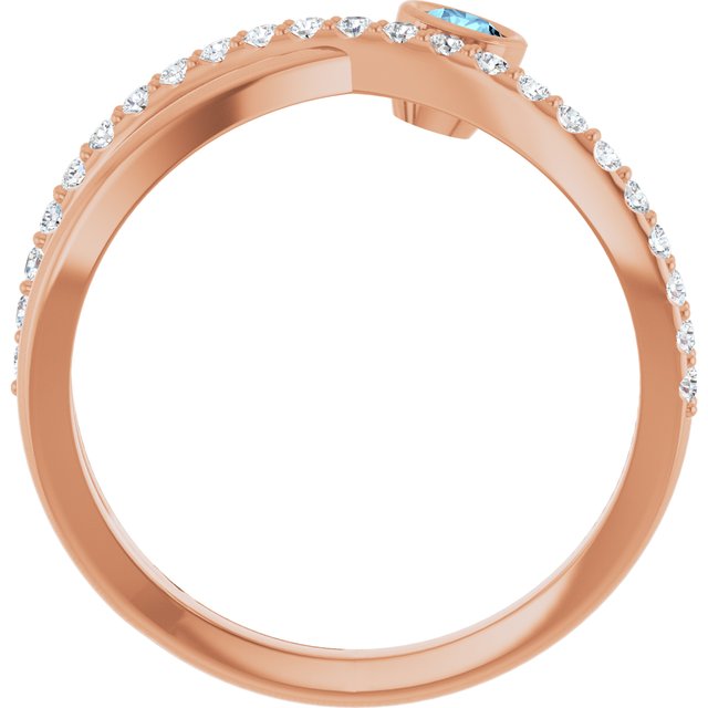 14K Rose Natural Aquamarine & 1/5 CTW Natural Diamond Ring