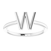 Sterling Silver Initial W Ring