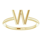 14K Yellow Initial W Ring