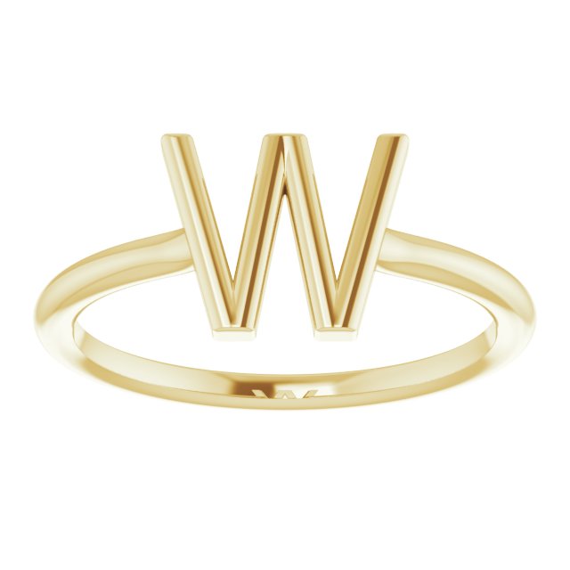 14K Yellow Initial W Ring