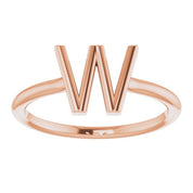 14K Rose Initial W Ring