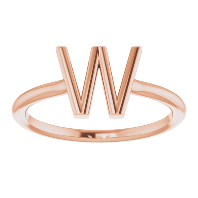 14K Rose Initial W Ring