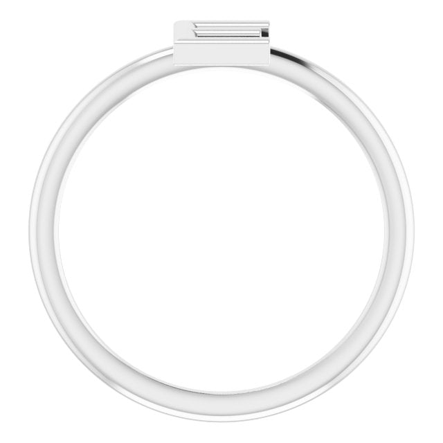 14K White Initial E Ring