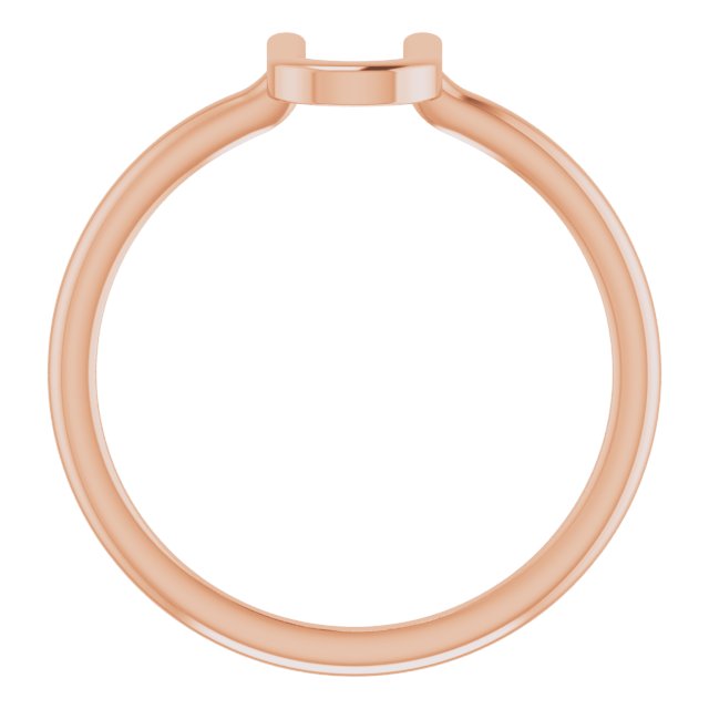 14K Rose Initial U Ring