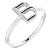 14K White Initial B Ring