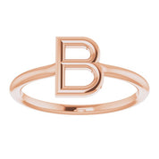 14K Rose Initial B Ring