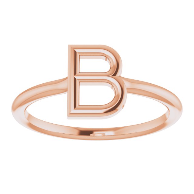 14K Rose Initial B Ring