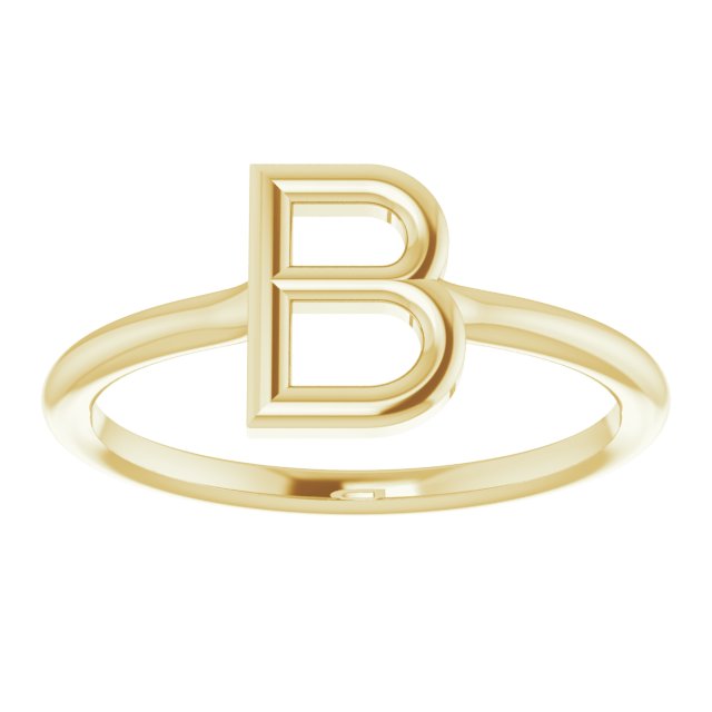 14K Yellow Initial B Ring