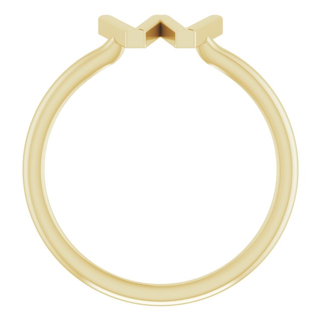 14K Yellow Initial W Ring