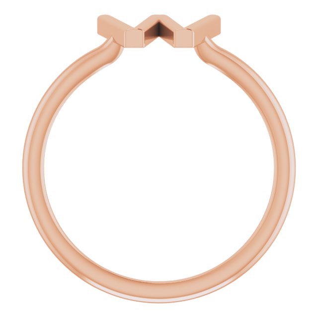 14K Rose Initial W Ring