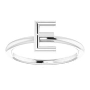 14K White Initial E Ring