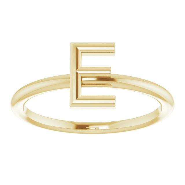 14K Yellow Initial E Ring