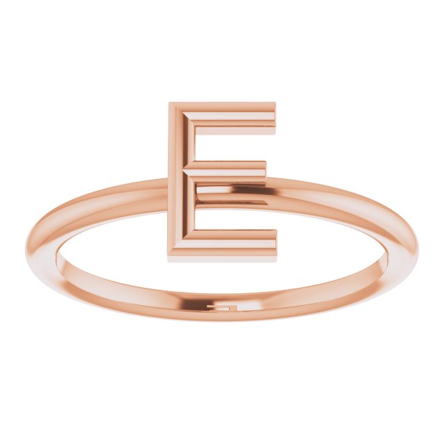 14K Rose Initial E Ring