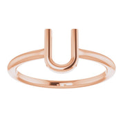 14K Rose Initial U Ring