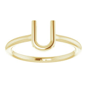 14K Yellow Initial U Ring