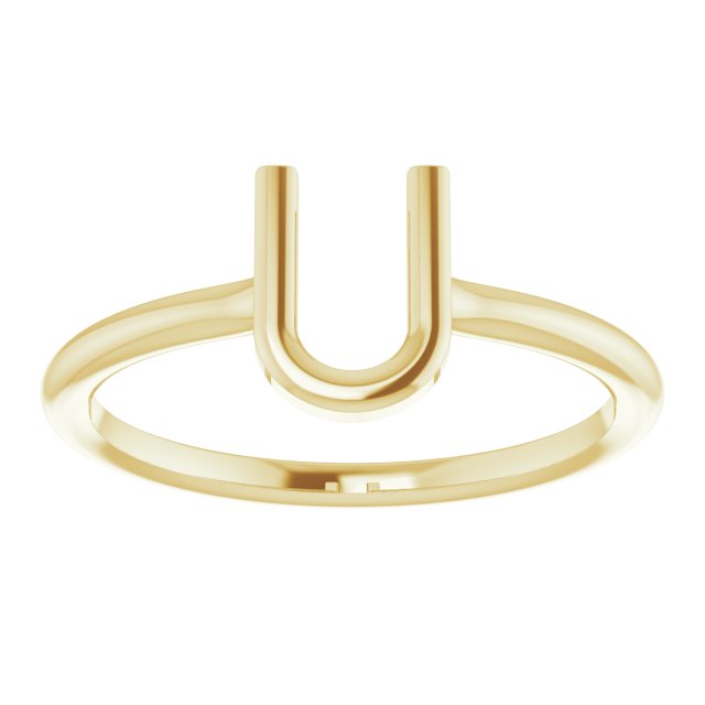 14K Yellow Initial U Ring