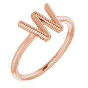14K Rose Initial W Ring