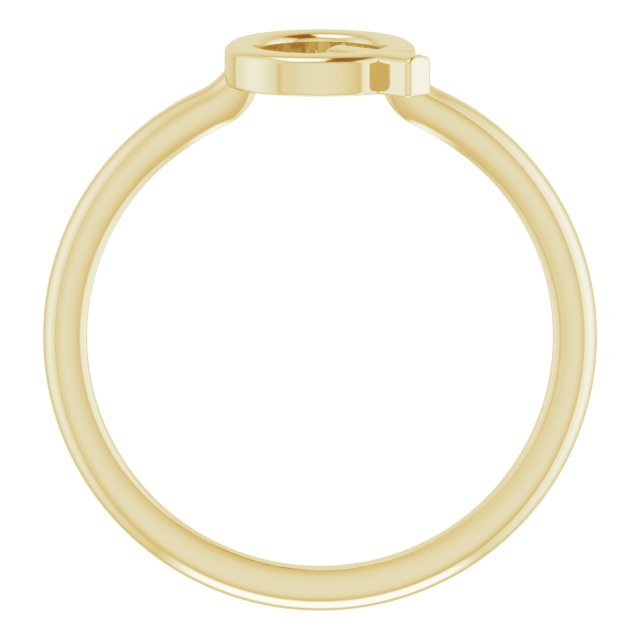 14K Yellow Initial Q Ring