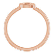 14K Rose Initial Q Ring