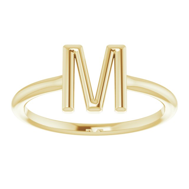 14K Yellow Initial M Ring