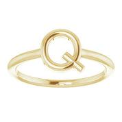 14K Yellow Initial Q Ring