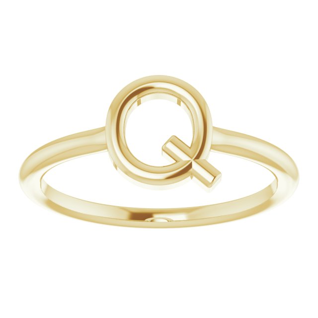 14K Yellow Initial Q Ring
