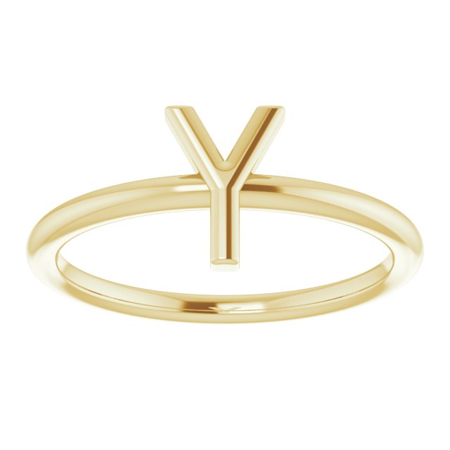 14K Yellow Initial Y Ring