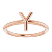14K Rose Initial Y Ring