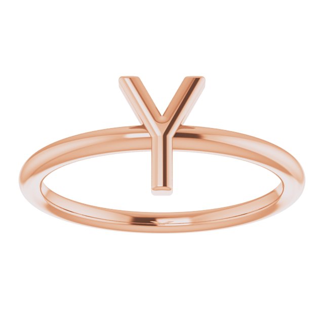 14K Rose Initial Y Ring