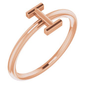 14K Rose Initial I Ring