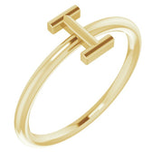 14K Yellow Initial I Ring