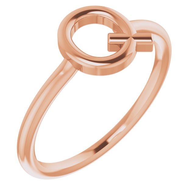 14K Rose Initial Q Ring