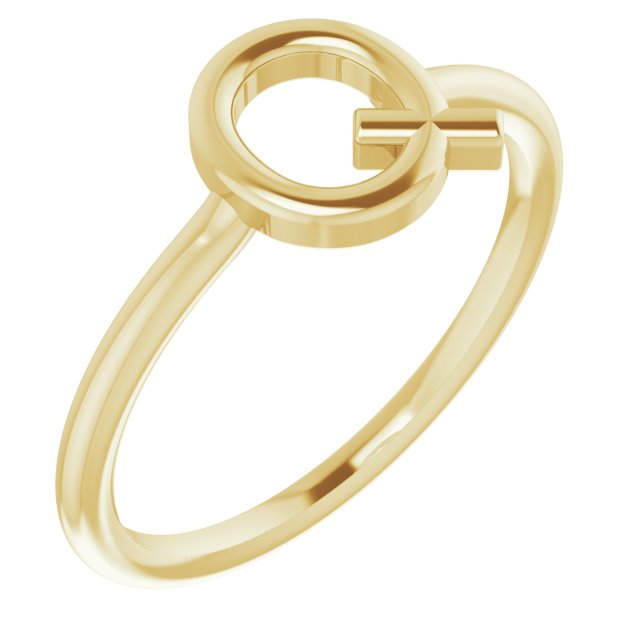 14K Yellow Initial Q Ring