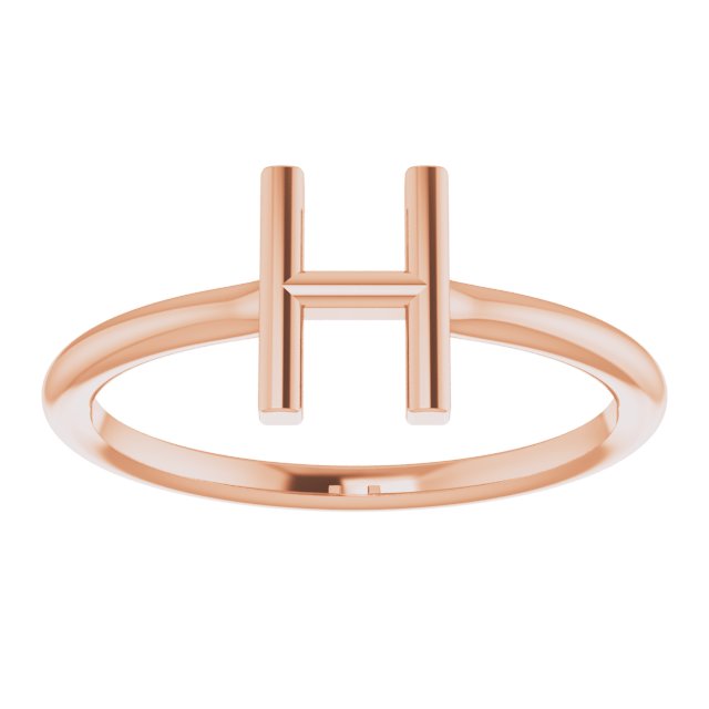 14K Rose Initial H Ring