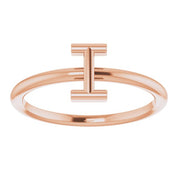 14K Rose Initial I Ring