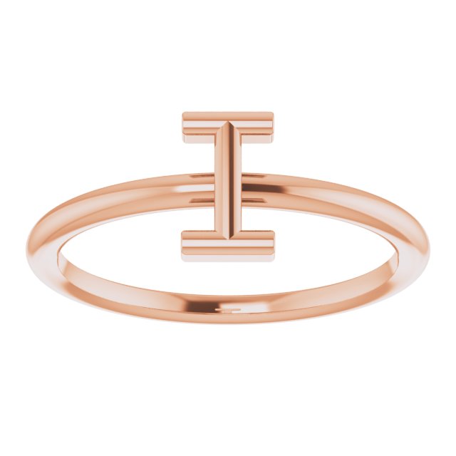 14K Rose Initial I Ring