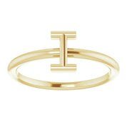 14K Yellow Initial I Ring